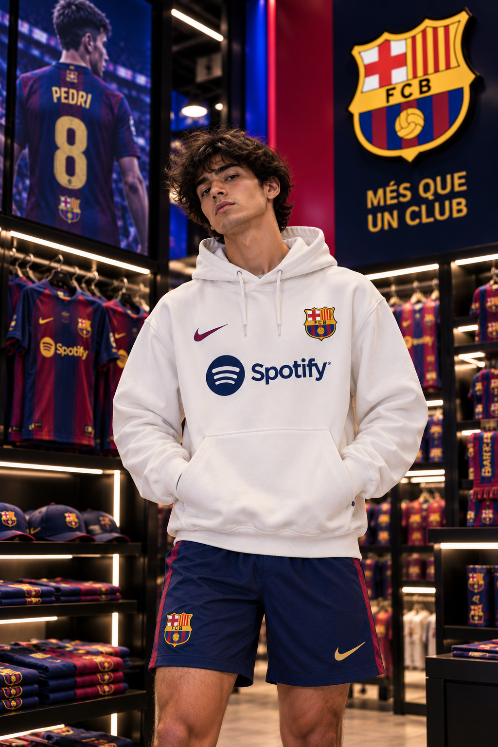 Barcelona White Football Hoodie