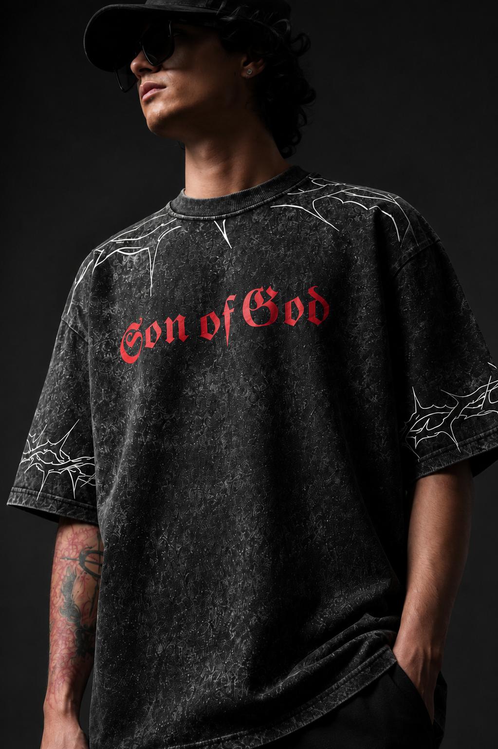 Son of God Acid Wash Oversized T-Shirt- BY AUKURBAN
