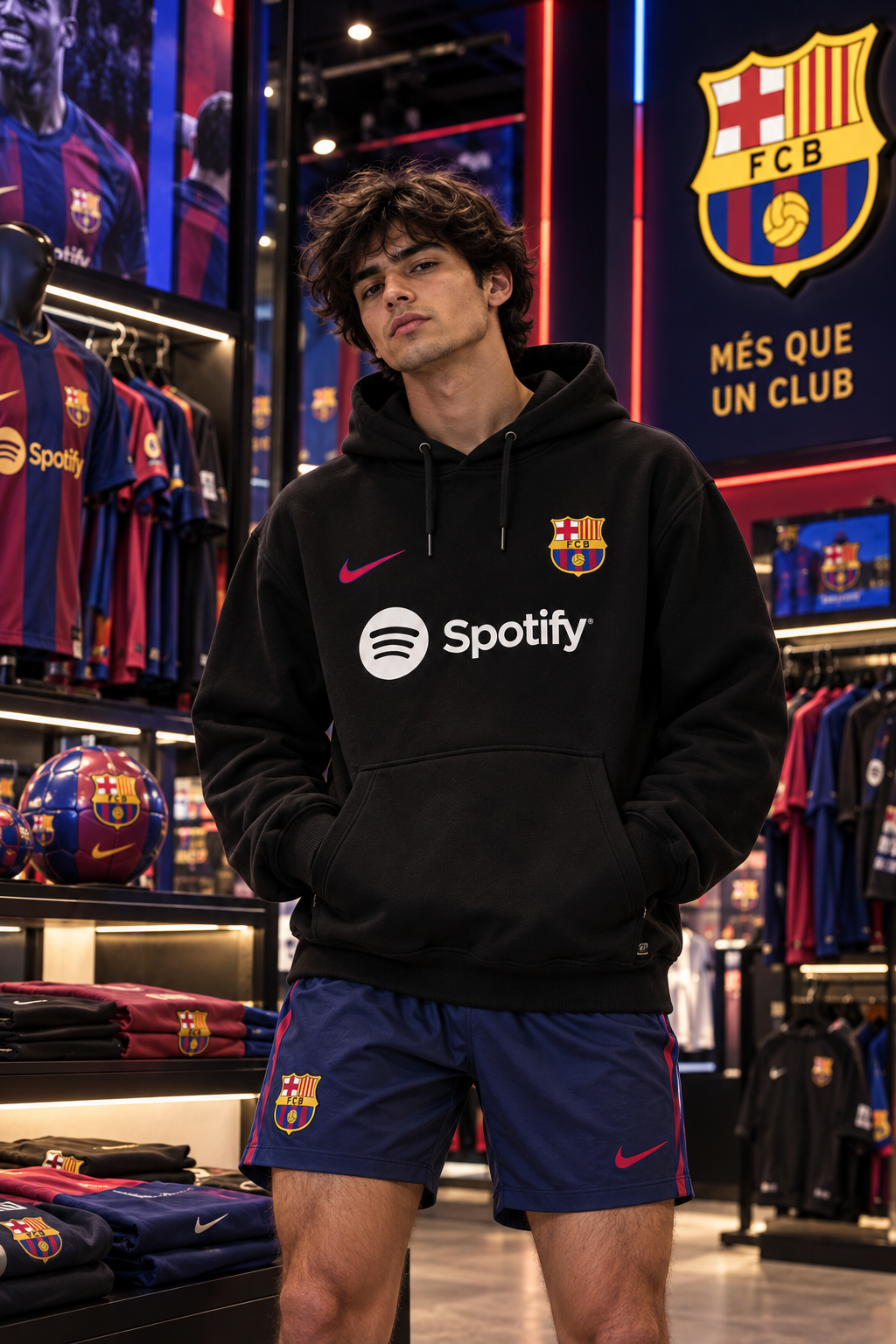 Barcelona Black Football Hoodie