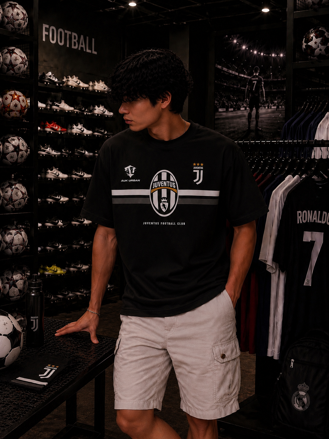JUVENTUS BLACK - OVERSIZED TEE