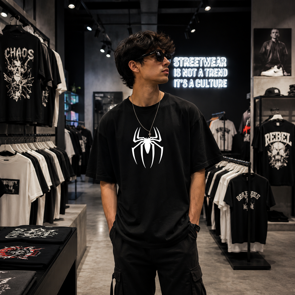 Spider Legacy Oversized Black T-Shirt