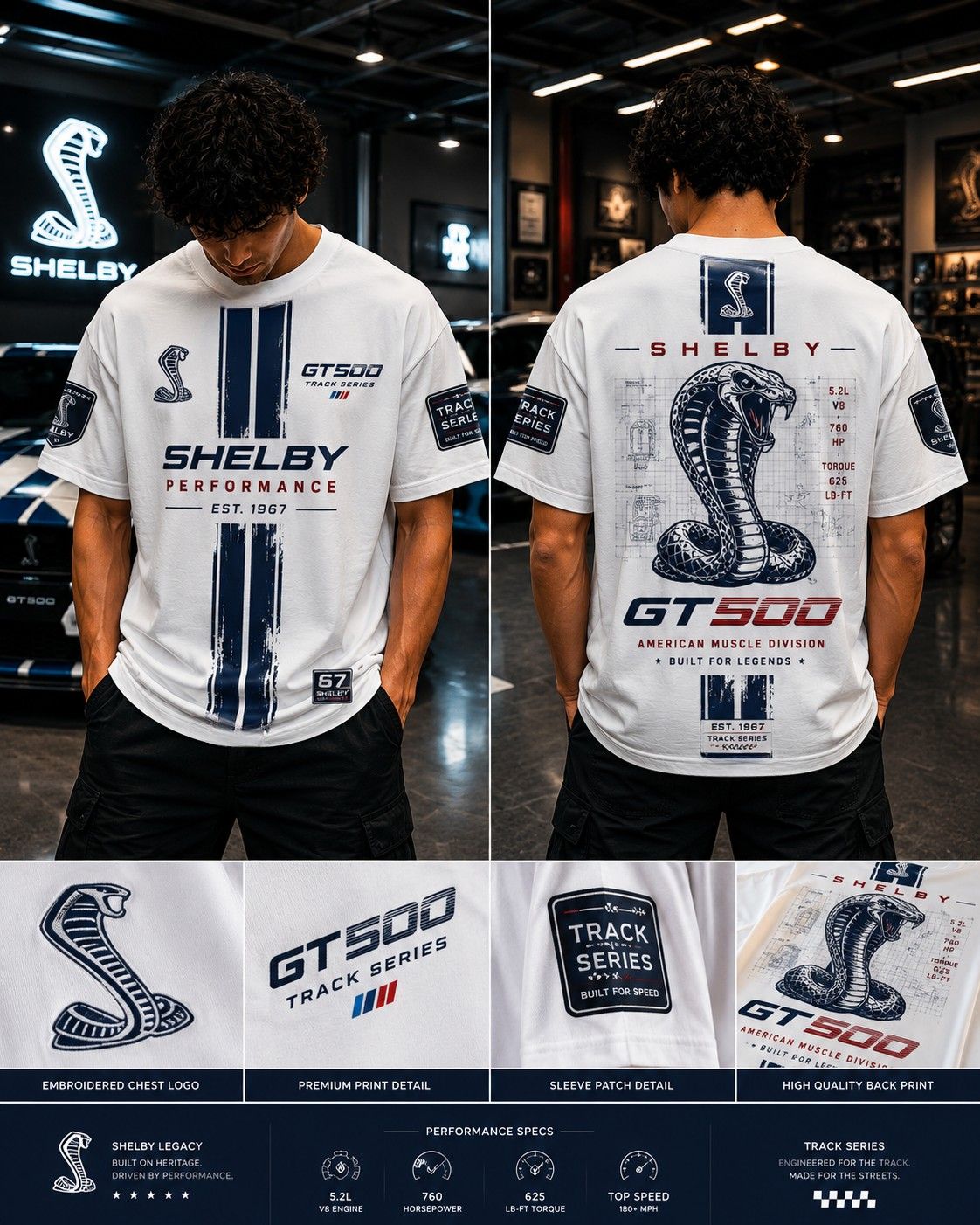 GT 500 Heritage Oversized Black T-Shirt | Premium Heavyweight Cotton Streetwear
