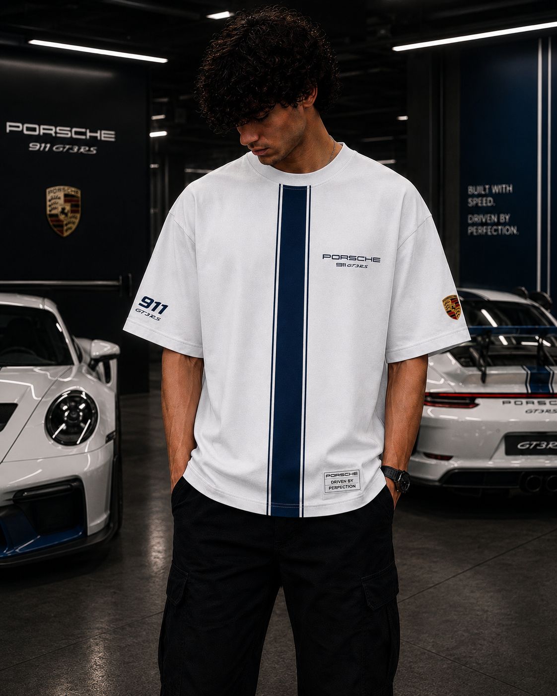 Porsche Racing Heritage Oversized White T-Shirt | Premium Automotive Streetwear