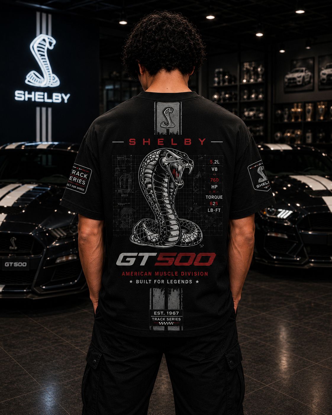 GT 500 Heritage Oversized Black T-Shirt | Premium Heavyweight Cotton Streetwear