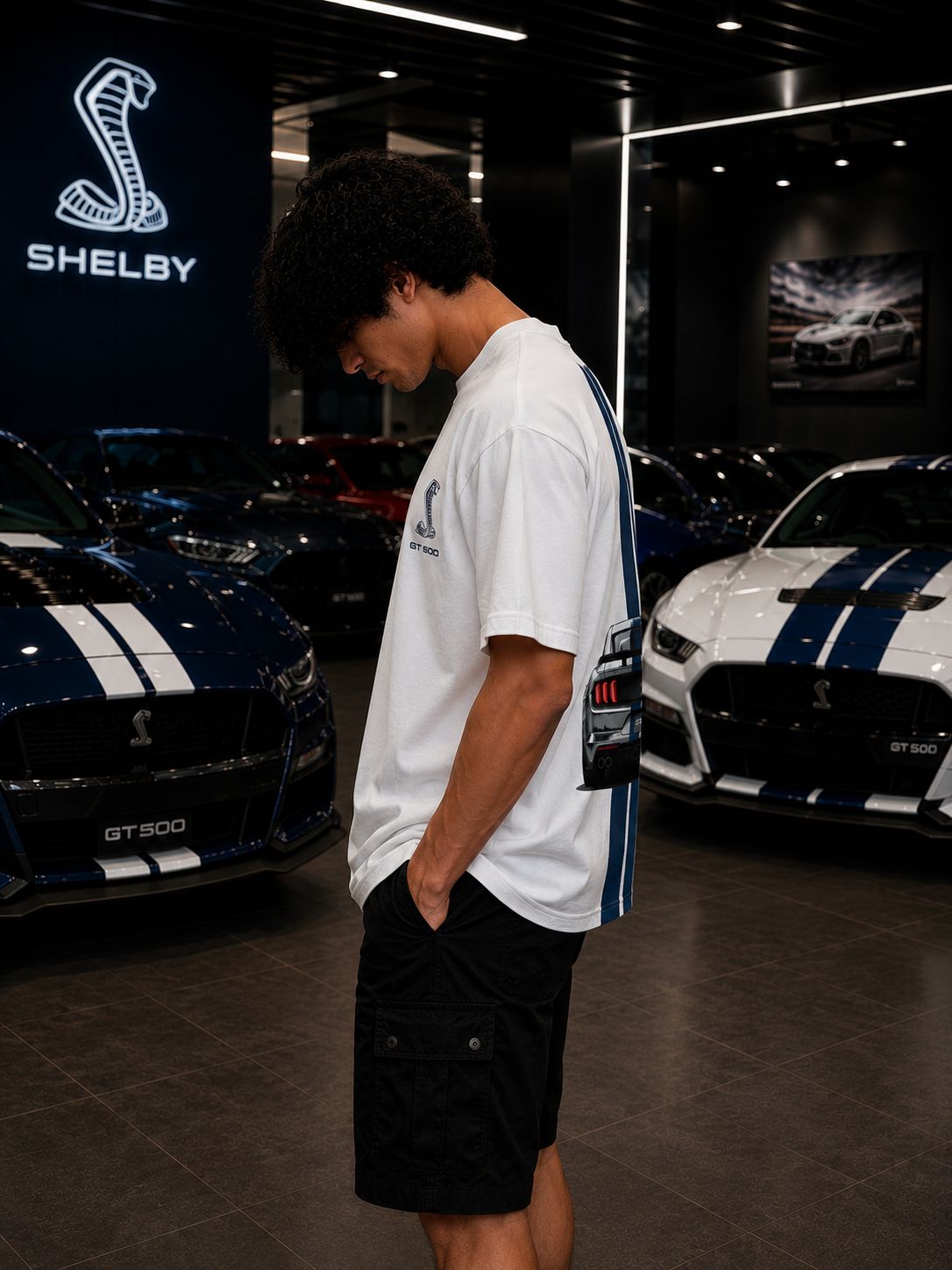 Shelby GT500 Oversized White T-Shirt | Premium Muscle Car Streetwear