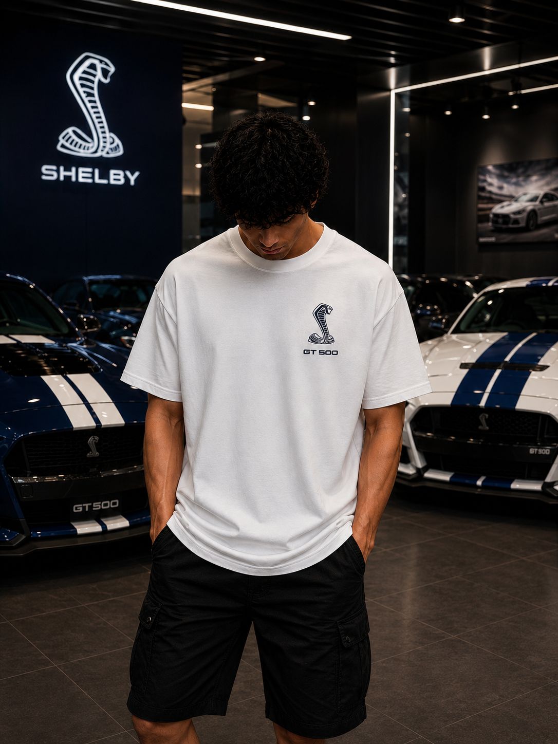 Shelby GT500 Oversized White T-Shirt | Premium Muscle Car Streetwear