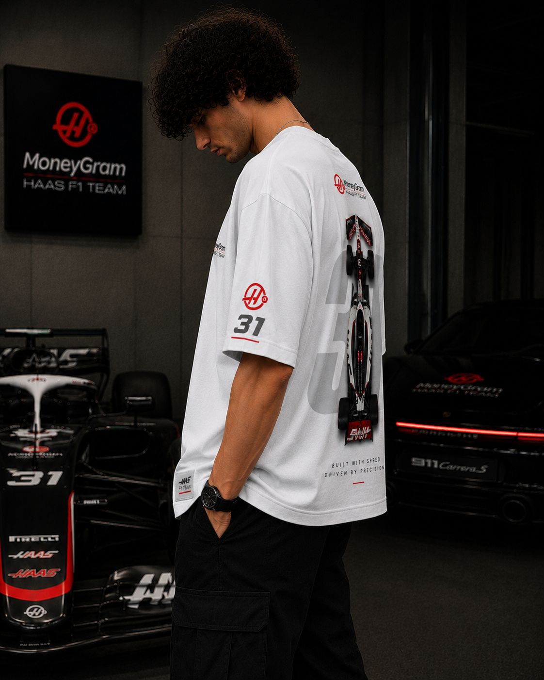 Formula Racing Oversized White T-Shirt | Premium Motorsport Streetwear