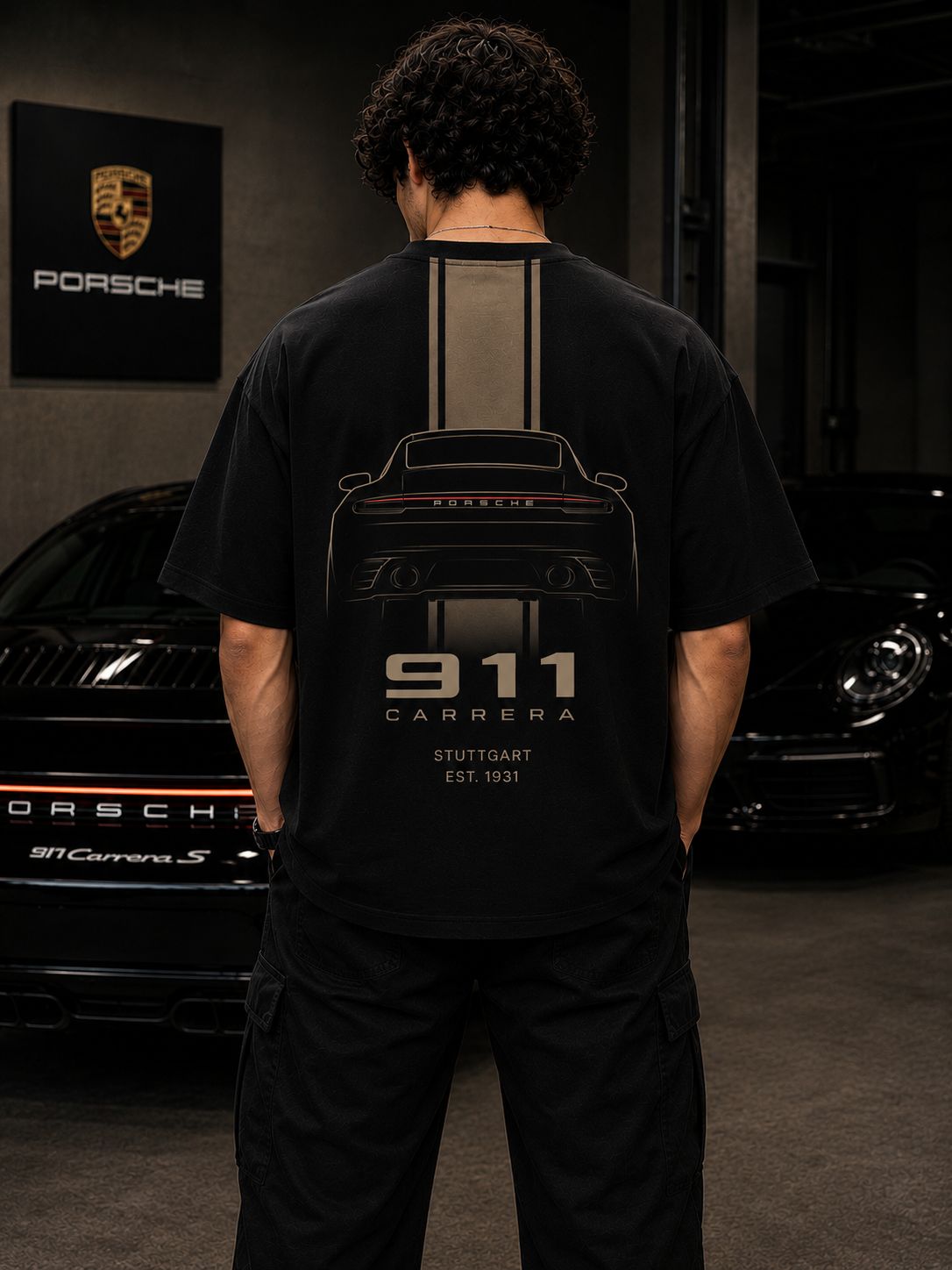 Porsche 911 Heritage Oversized Black T-Shirt | Premium Automotive Streetwear