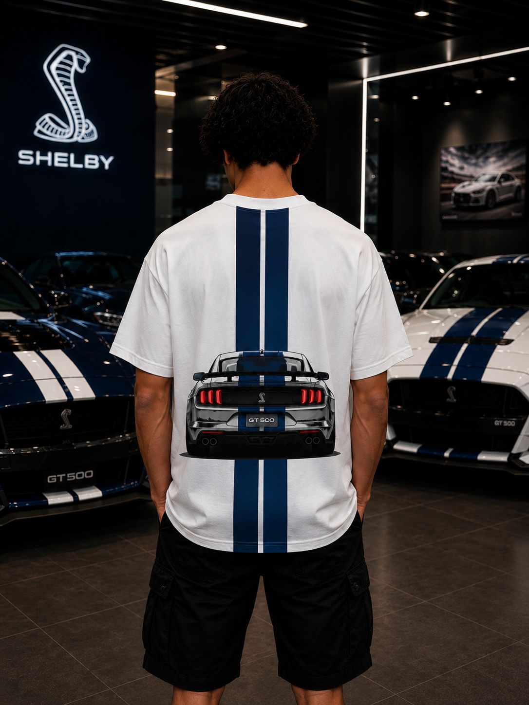 Shelby GT500 Oversized White T-Shirt | Premium Muscle Car Streetwear