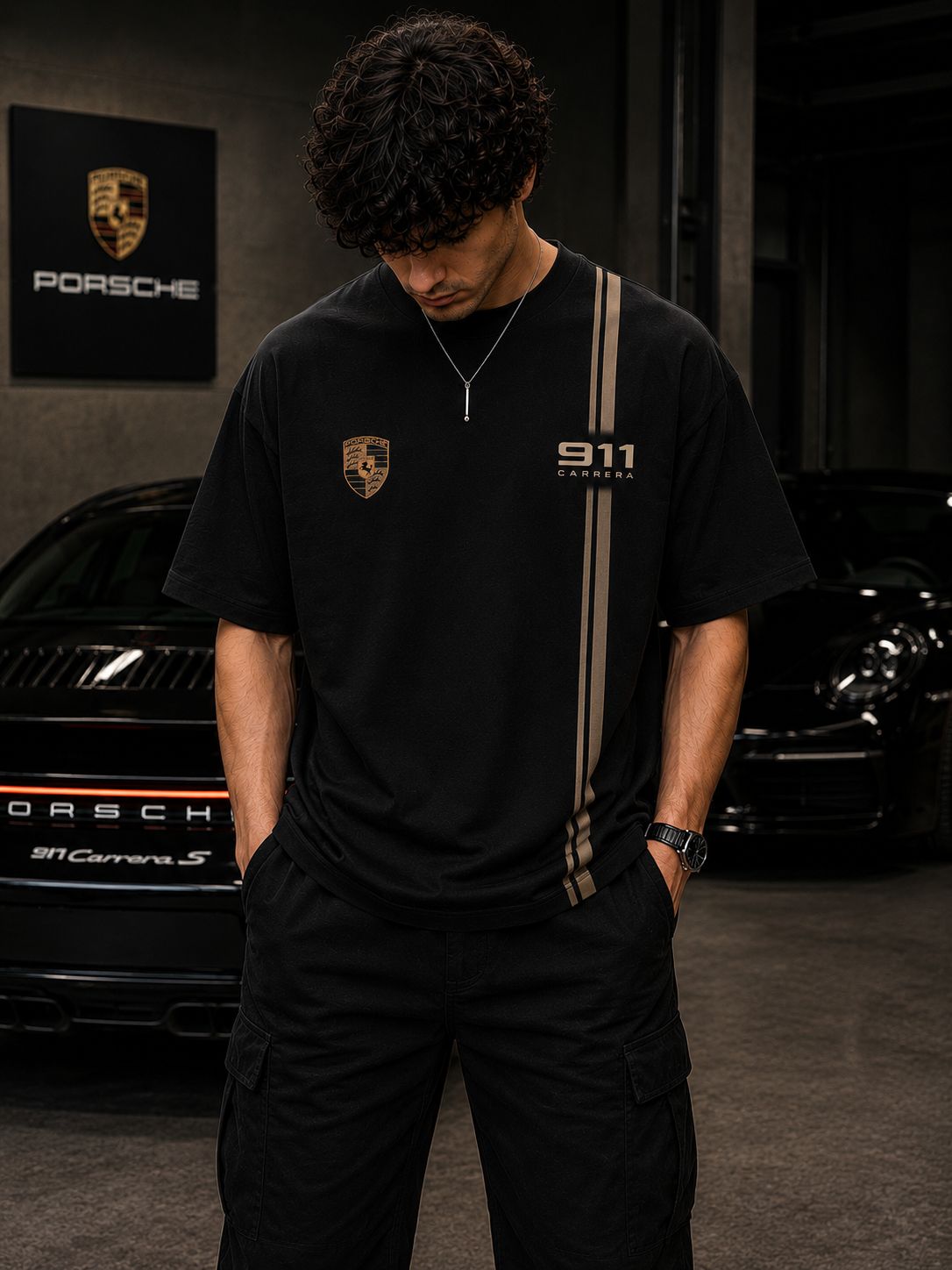 Porsche 911 Heritage Oversized Black T-Shirt | Premium Automotive Streetwear