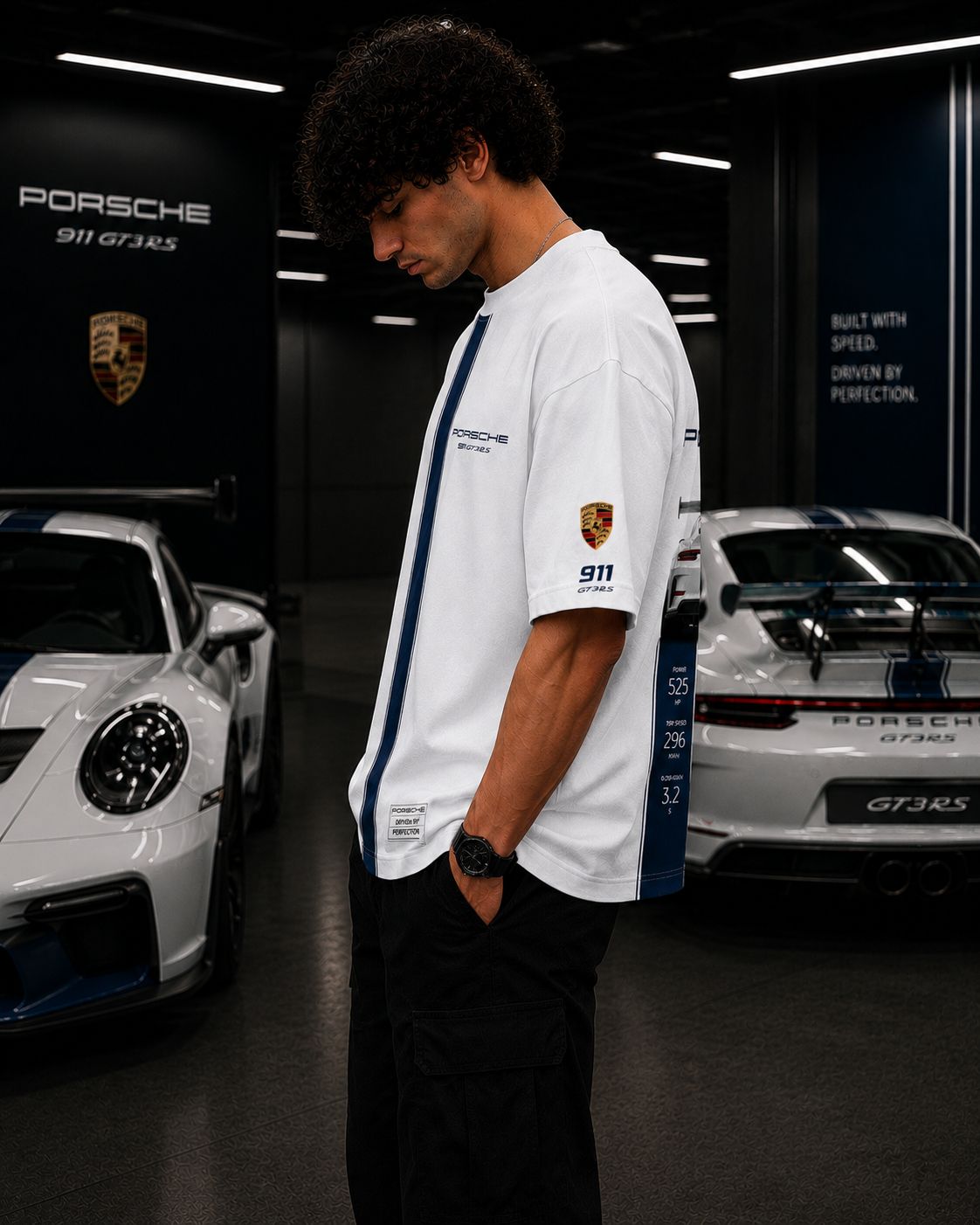 Porsche Racing Heritage Oversized White T-Shirt | Premium Automotive Streetwear