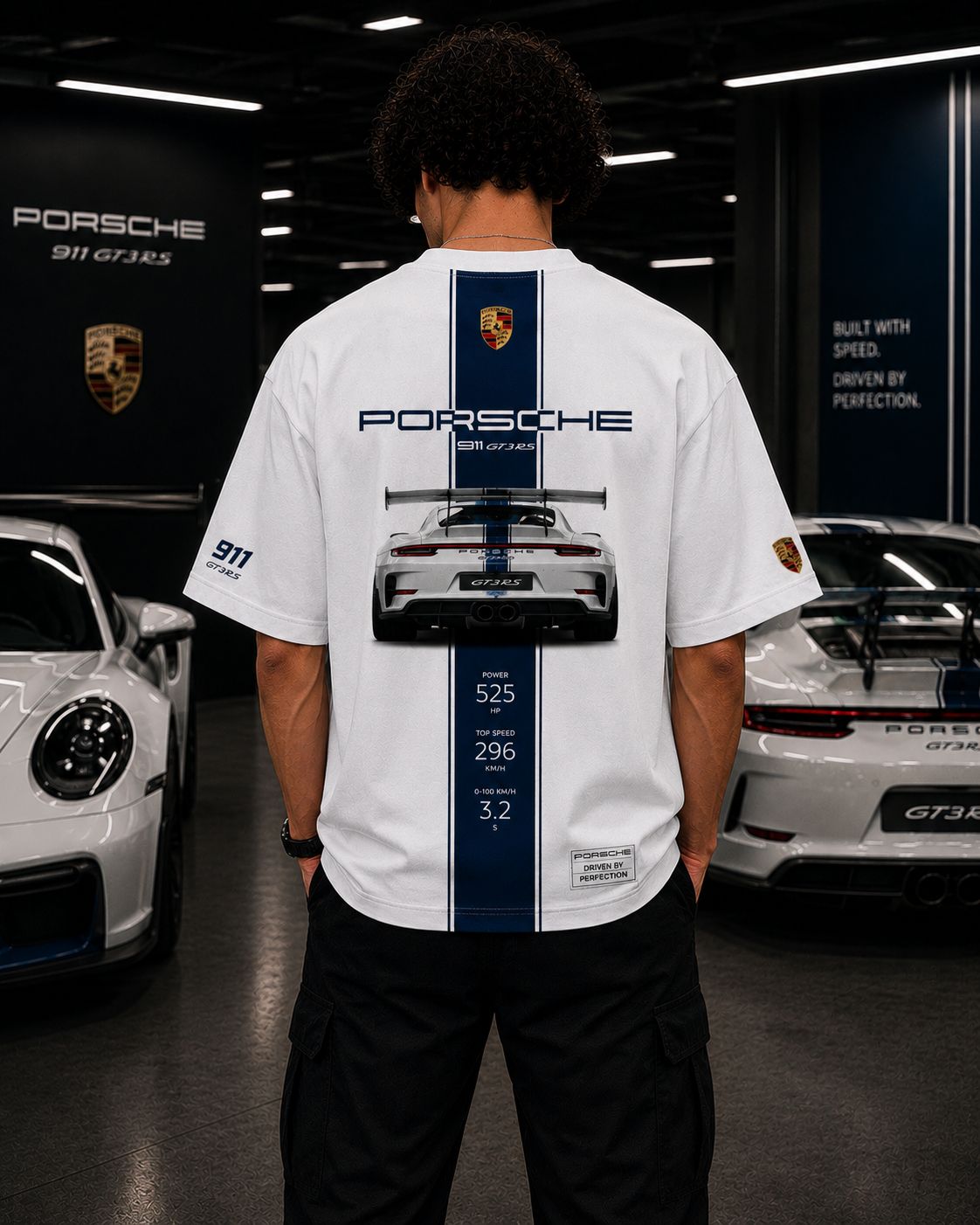 Porsche Racing Heritage Oversized White T-Shirt | Premium Automotive Streetwear
