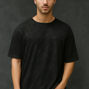 Acid Wash Plain Tshirt Black