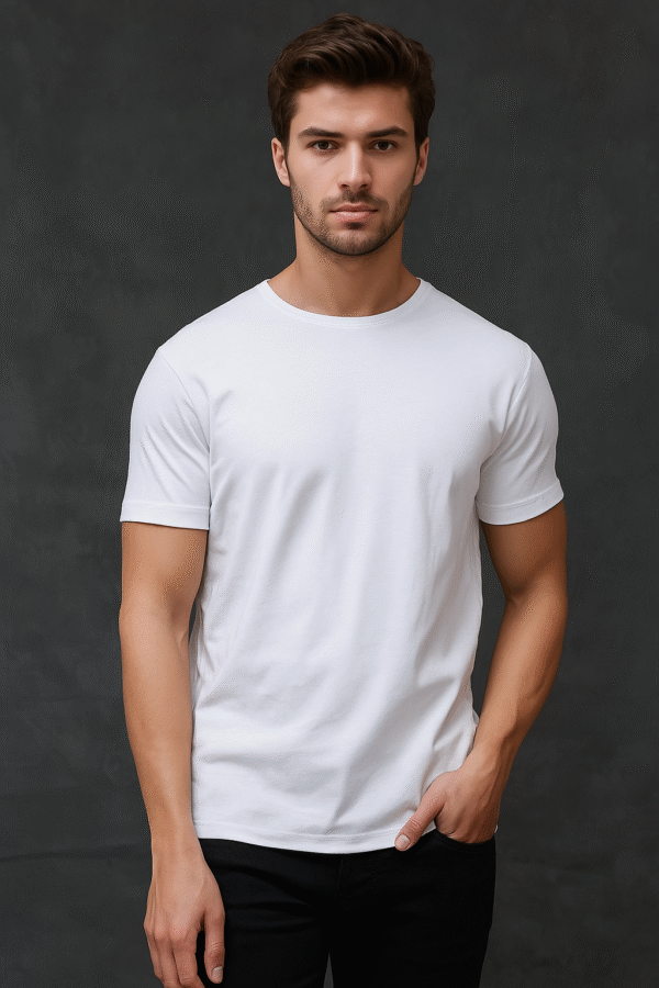 Plain Tshirt 100% Cotton Regular Size With Extra Silicon - Image 3