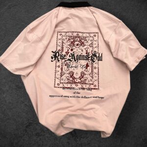 Imported From Vietnam Collar T-shirt RISE AGAINST ODD PINK